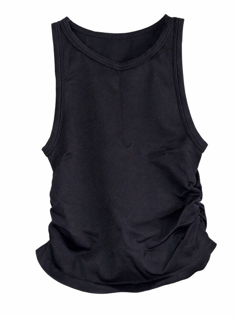 Nwot Ruched Black Tank Top For Women - Sleek Scoop Neck